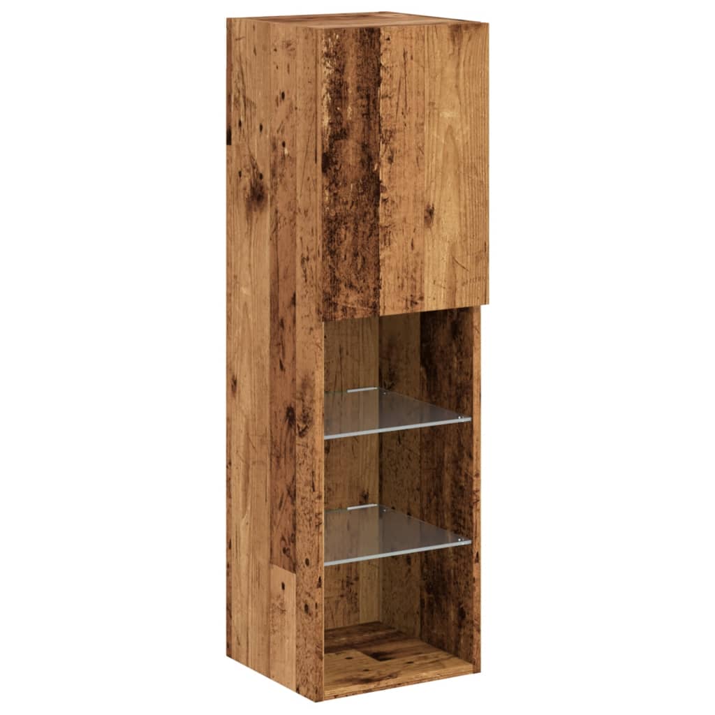 TV Cabinet with LED Lights Old Wood 30,5x30x102 cm