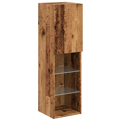 TV Cabinet with LED Lights Old Wood 30,5x30x102 cm