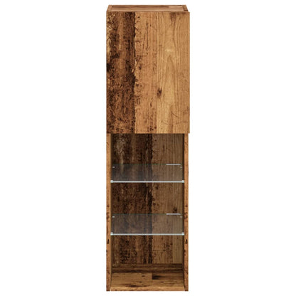 TV Cabinet with LED Lights Old Wood 30,5x30x102 cm