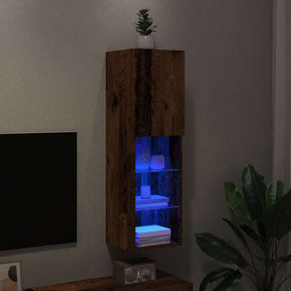TV Cabinet with LED Lights Old Wood 30,5x30x102 cm