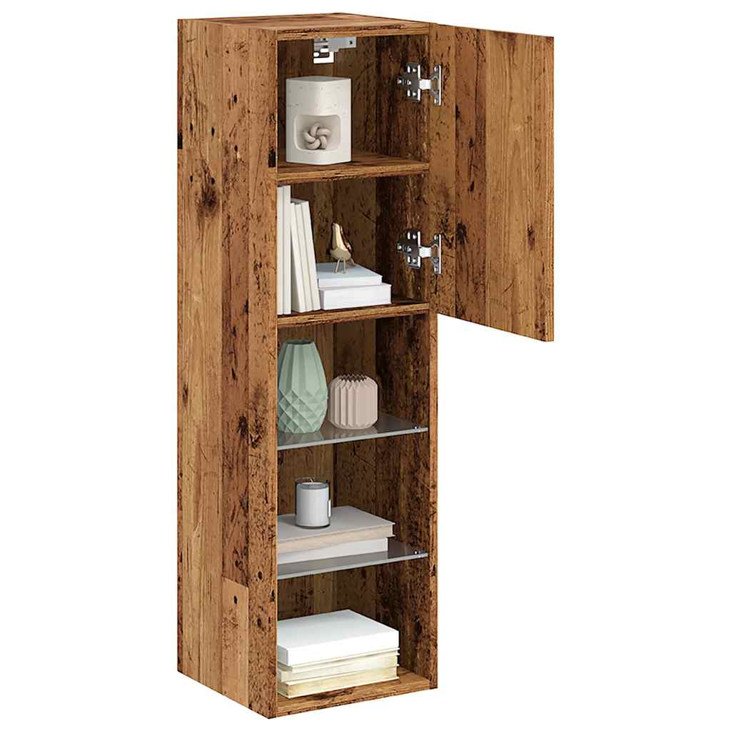 2 Piece TV Cabinet Set with LED Lights Old Wood 30,5x30x102 cm