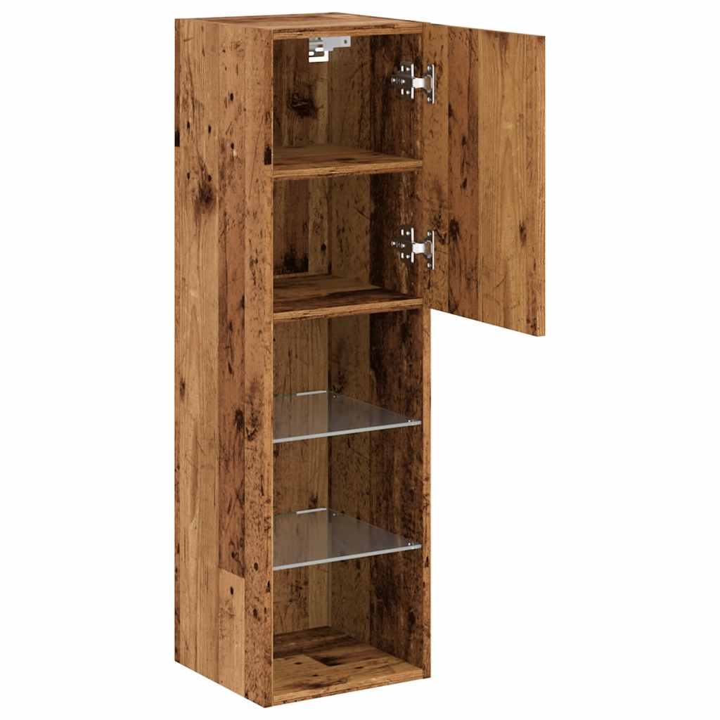 2 Piece TV Cabinet Set with LED Lights Old Wood 30,5x30x102 cm