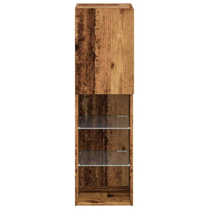 2 Piece TV Cabinet Set with LED Lights Old Wood 30,5x30x102 cm