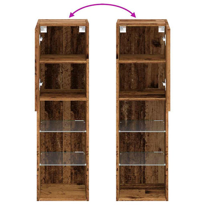 2 Piece TV Cabinet Set with LED Lights Old Wood 30,5x30x102 cm