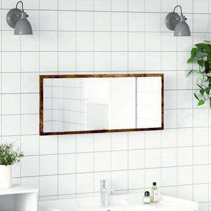 LED Bathroom Mirror Smoked Oak 100x8,5x37 cm Engineered Wood