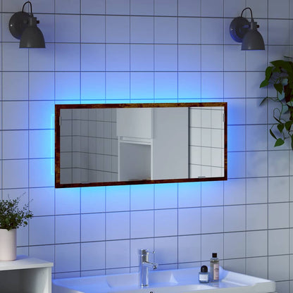 LED Bathroom Mirror Smoked Oak 100x8,5x37 cm Engineered Wood