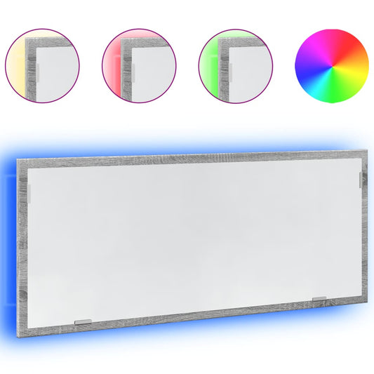 LED Bathroom Mirror Grey Sonoma 100x8.5x37 cm Engineered Wood