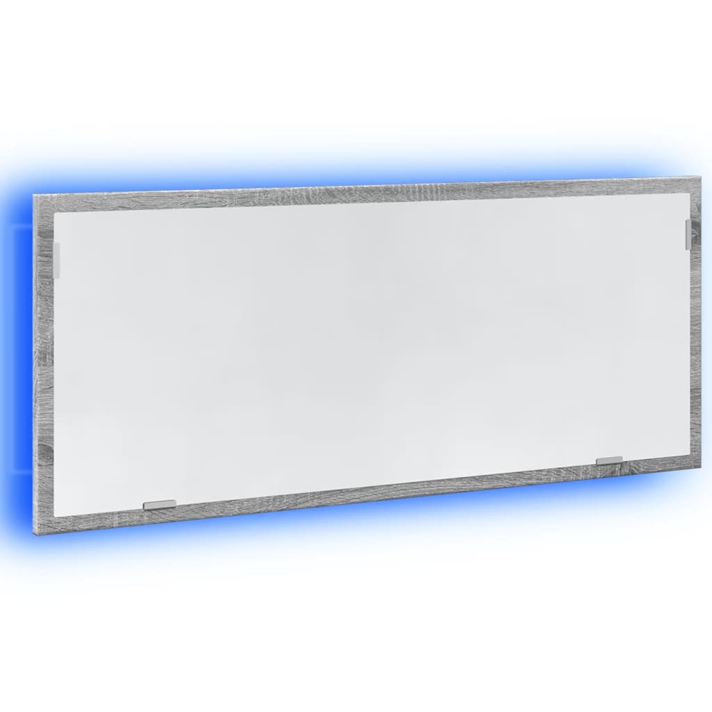LED Bathroom Mirror Grey Sonoma 100x8,5x37 cm Engineered Wood