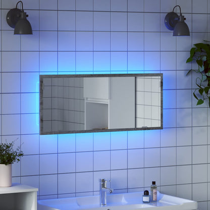 LED Bathroom Mirror Grey Sonoma 100x8,5x37 cm Engineered Wood
