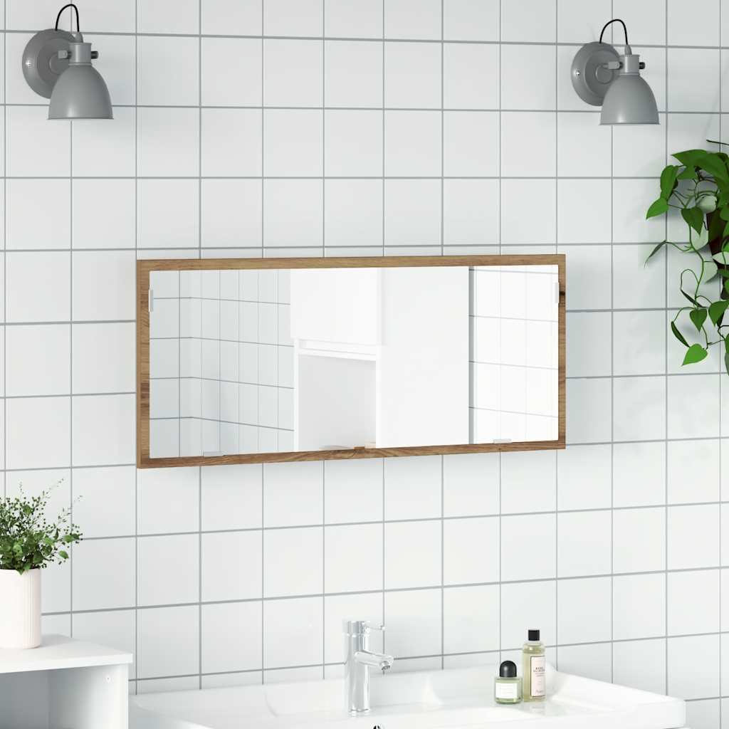 LED Bathroom Mirror Artisan Oak 100x8.5x37 cm Engineered Wood