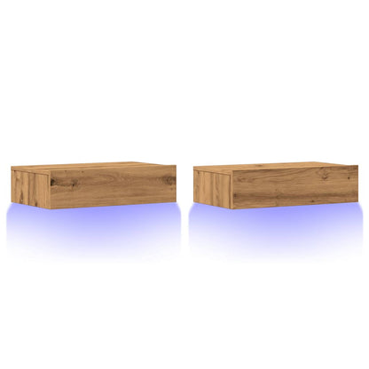 2 Piece TV Cabinet Set with LED Lights Artisan Oak 60x35x15,5 cm