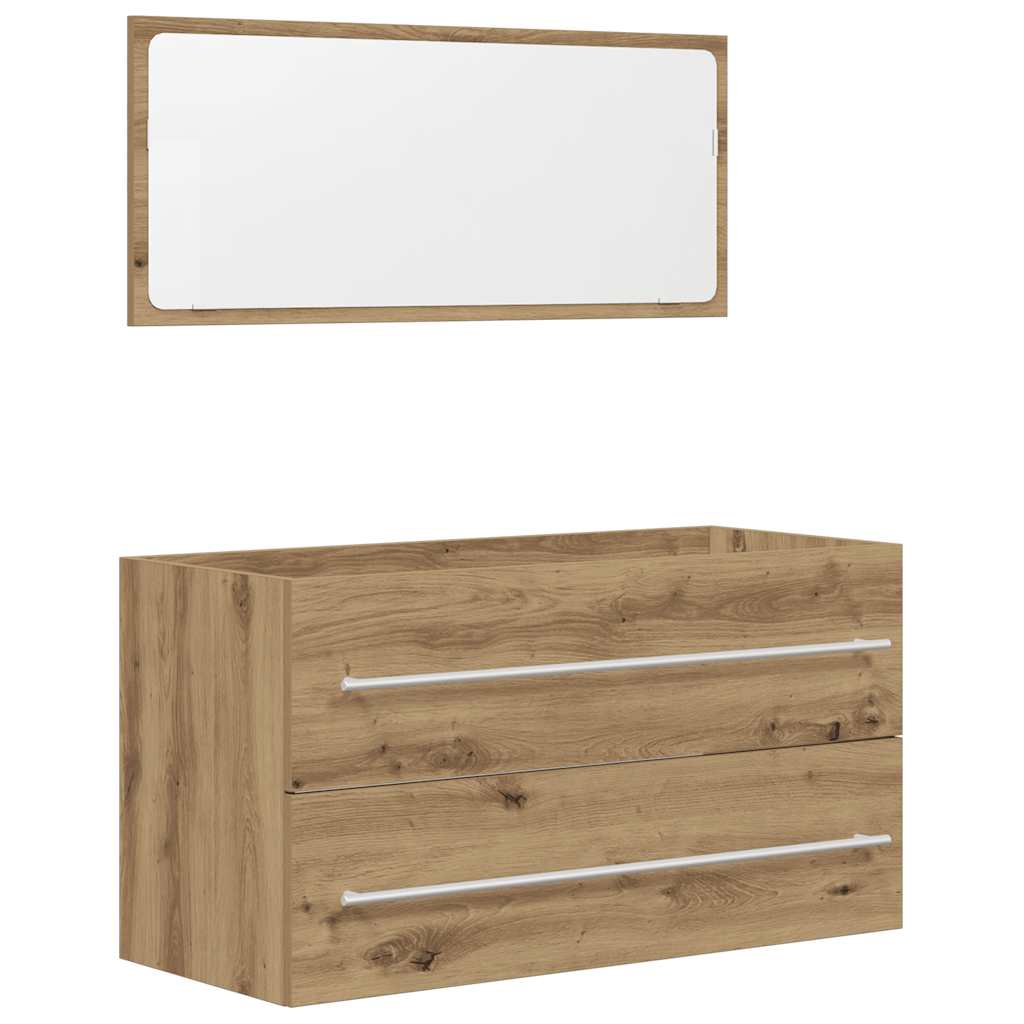 2 Piece Bathroom Furniture Set Artisan Oak Engineered Wood