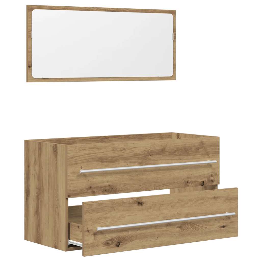 2 Piece Bathroom Furniture Set Artisan Oak Engineered Wood