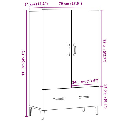 Highboard Old Wood 70x31x115 cm Engineered Wood