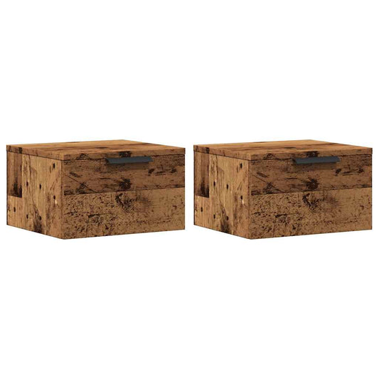 Wall-mounted Bedside Cabinets 2 pcs Old Wood 34x30x20 cm