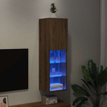 TV Cabinet with LED Lights Artisian Oak 30,5x30x102 cm