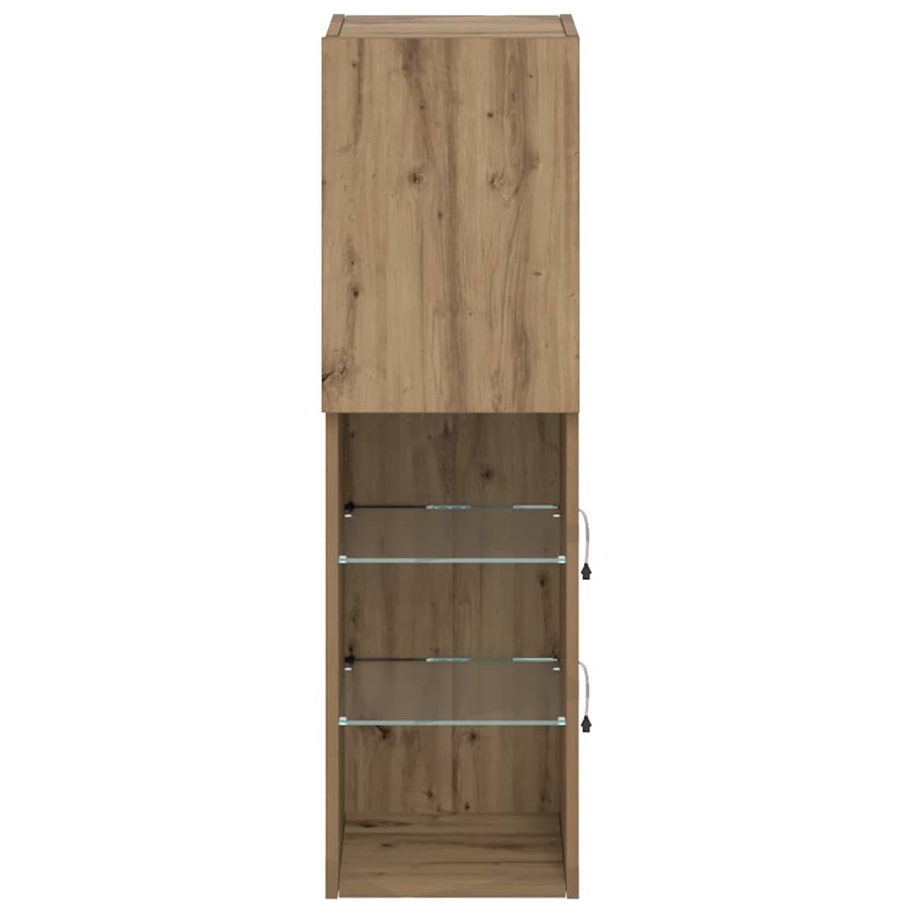 TV Cabinet with LED Lights Artisian Oak 30,5x30x102 cm