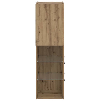 TV Cabinet with LED Lights Artisian Oak 30,5x30x102 cm