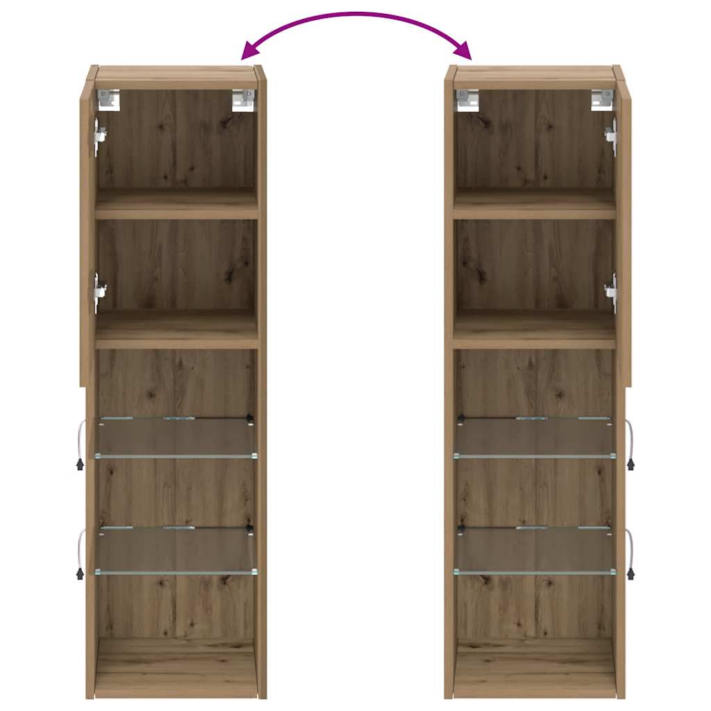 TV Cabinet with LED Lights Artisian Oak 30,5x30x102 cm