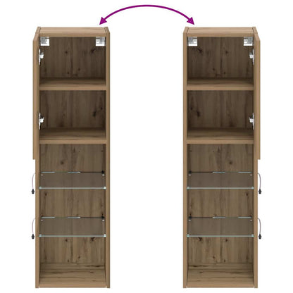 TV Cabinet with LED Lights Artisian Oak 30,5x30x102 cm