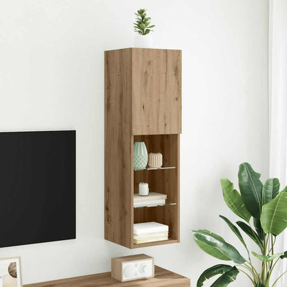 TV Cabinet with LED Lights Artisian Oak 30,5x30x102 cm