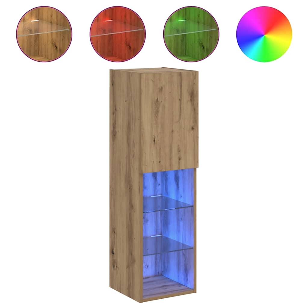 2 Piece TV Cabinet Set with LED Lights Artisian Oak 30,5x30x102 cm