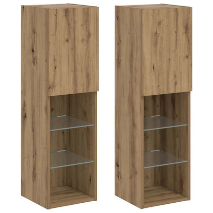 2 Piece TV Cabinet Set with LED Lights Artisian Oak 30,5x30x102 cm