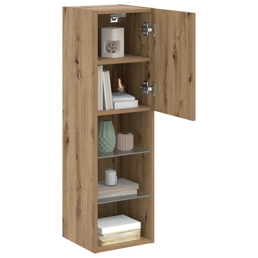 2 Piece TV Cabinet Set with LED Lights Artisian Oak 30,5x30x102 cm