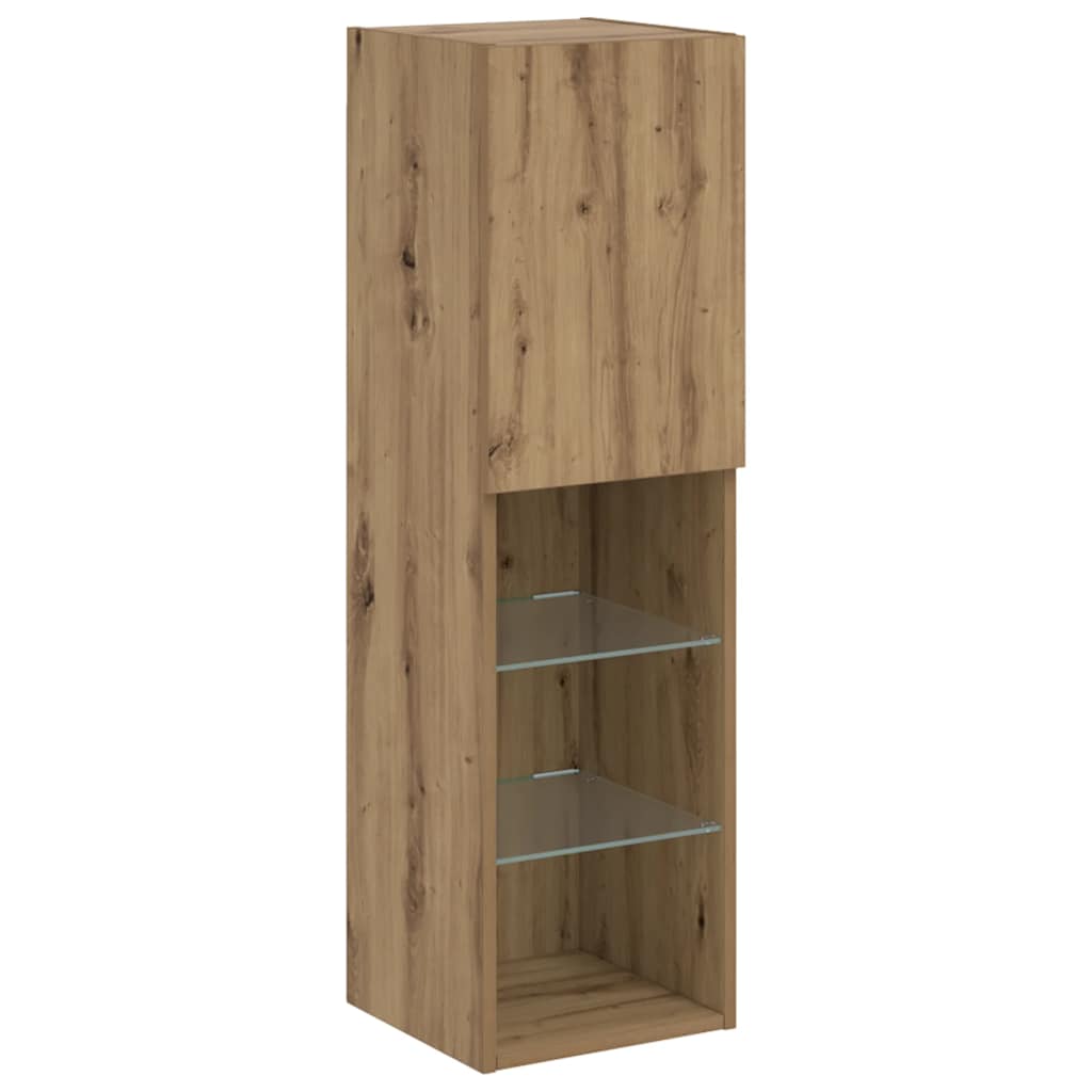 2 Piece TV Cabinet Set with LED Lights Artisian Oak 30,5x30x102 cm