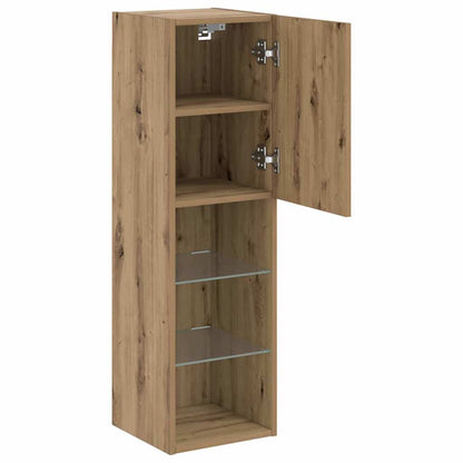 2 Piece TV Cabinet Set with LED Lights Artisian Oak 30,5x30x102 cm