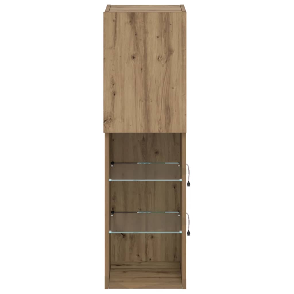 2 Piece TV Cabinet Set with LED Lights Artisian Oak 30,5x30x102 cm