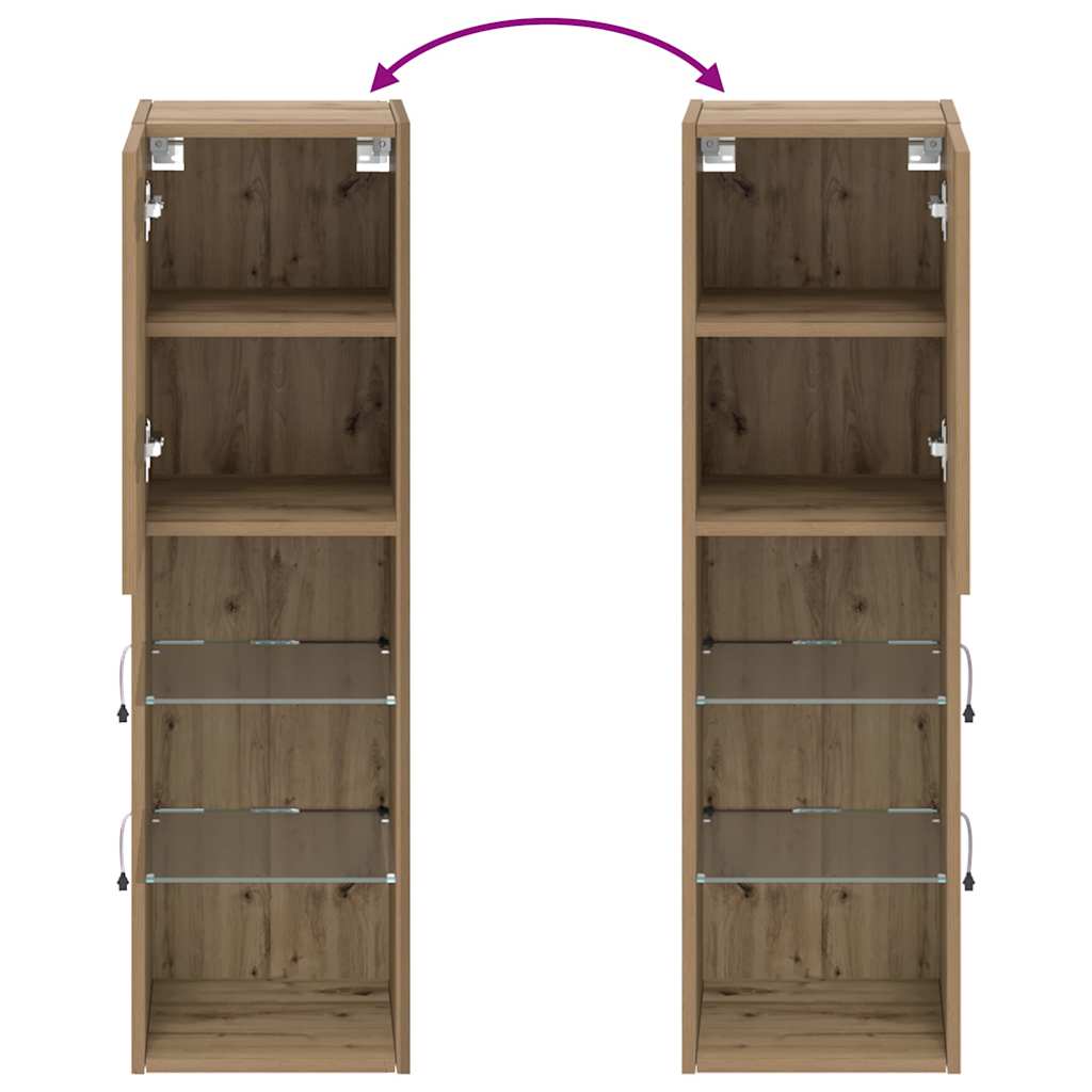 2 Piece TV Cabinet Set with LED Lights Artisian Oak 30,5x30x102 cm