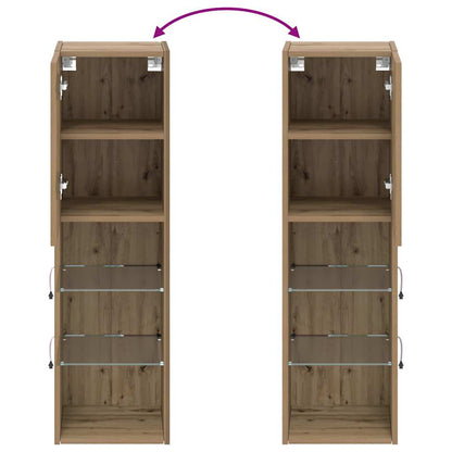 2 Piece TV Cabinet Set with LED Lights Artisian Oak 30,5x30x102 cm