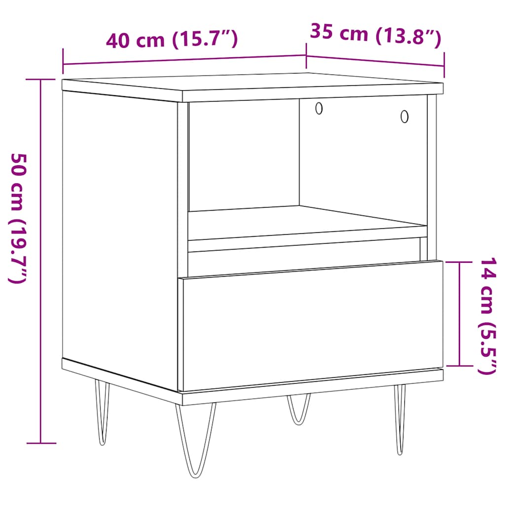 Bedside Cabinet Old Wood 40x35x50 cm Engineered Wood