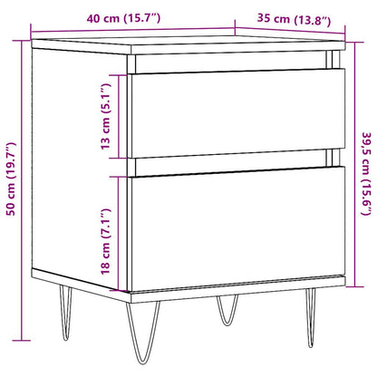 Bedside Cabinets 2 pcs Old Wood 40x35x50 cm Engineered Wood