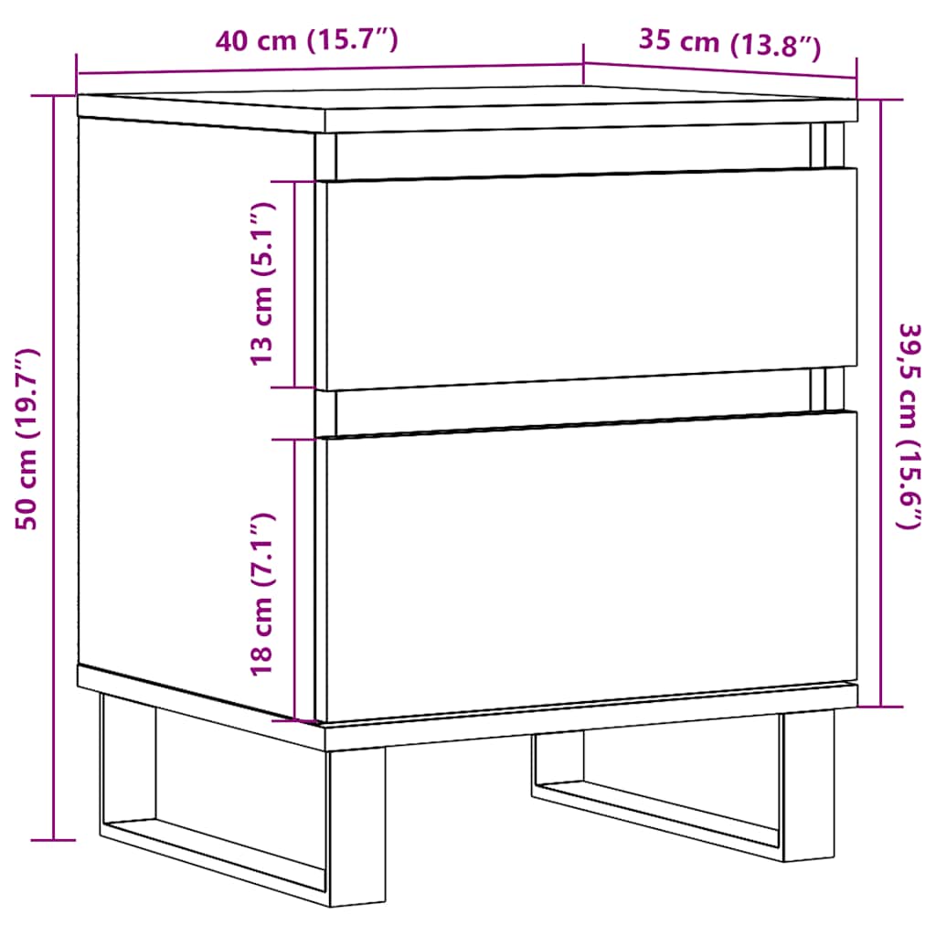 Bedside Cabinets 2 pcs Artisan Oak 40x35x50 cm Engineered Wood