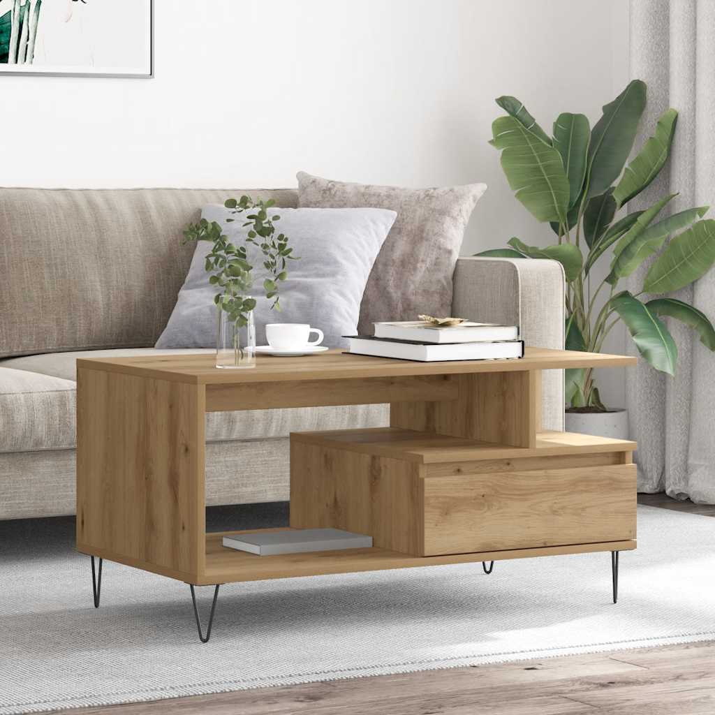 Coffee Table Artisan Oak 90x49x45 cm Engineered Wood