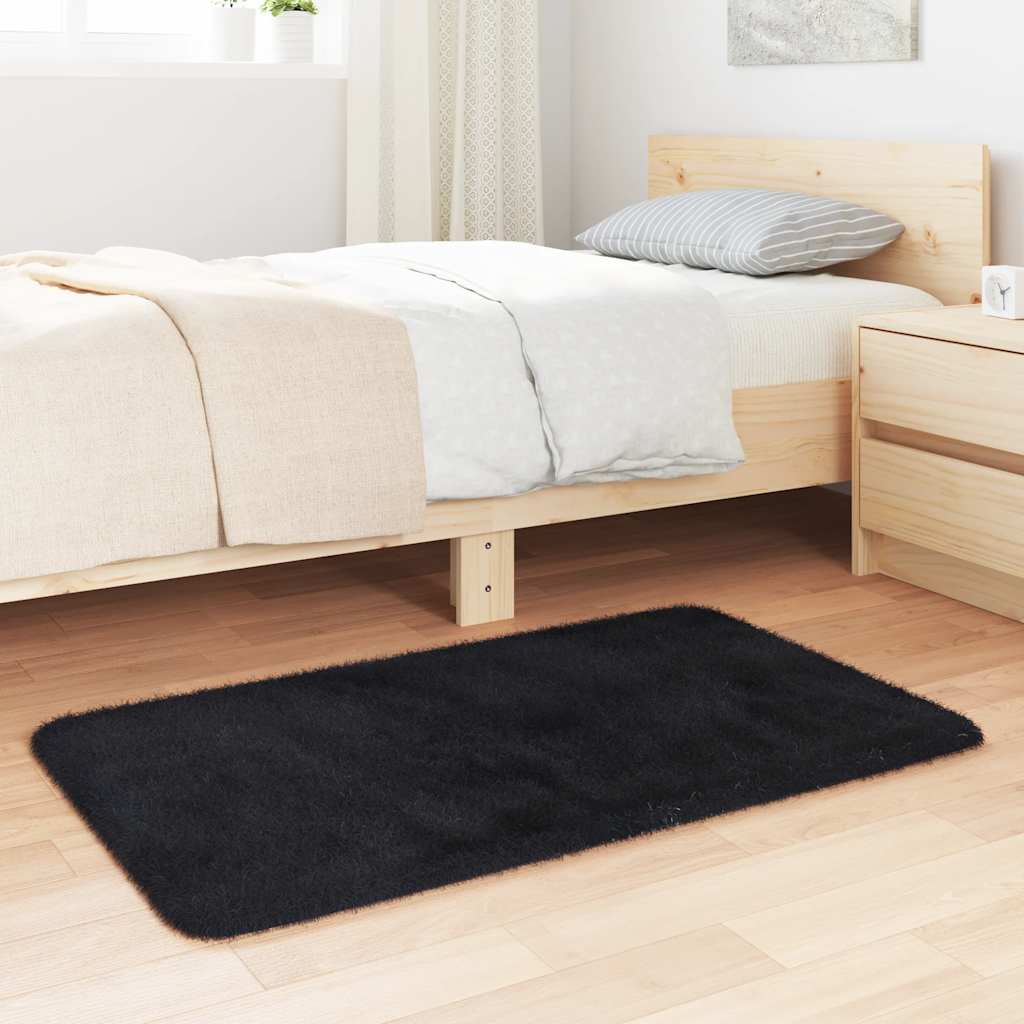 Shaggy Rug High Pile NAVARRA Black 60x100 cm Polyester