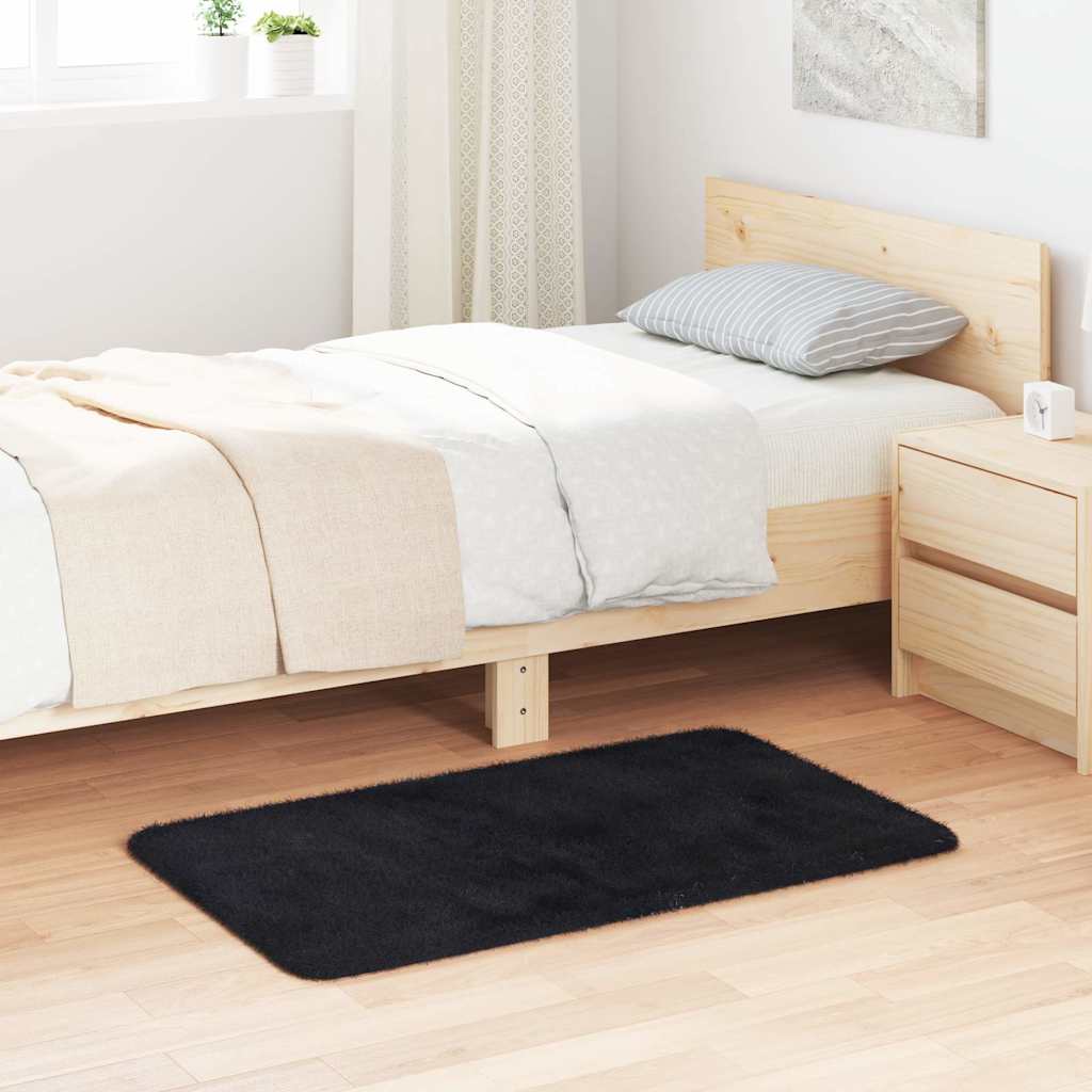 Shaggy Rug High Pile NAVARRA Black 60x100 cm Polyester