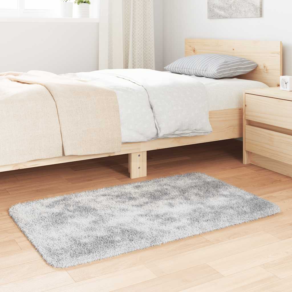 Shaggy Rug High Pile NAVARRA Silver Grey 60x100 cm Polyester
