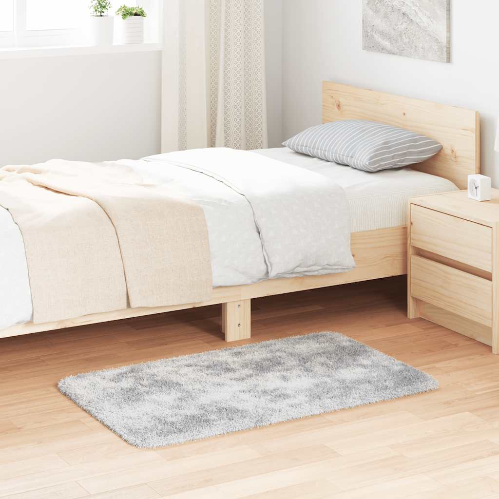 Shaggy Rug High Pile NAVARRA Silver Grey 60x100 cm Polyester