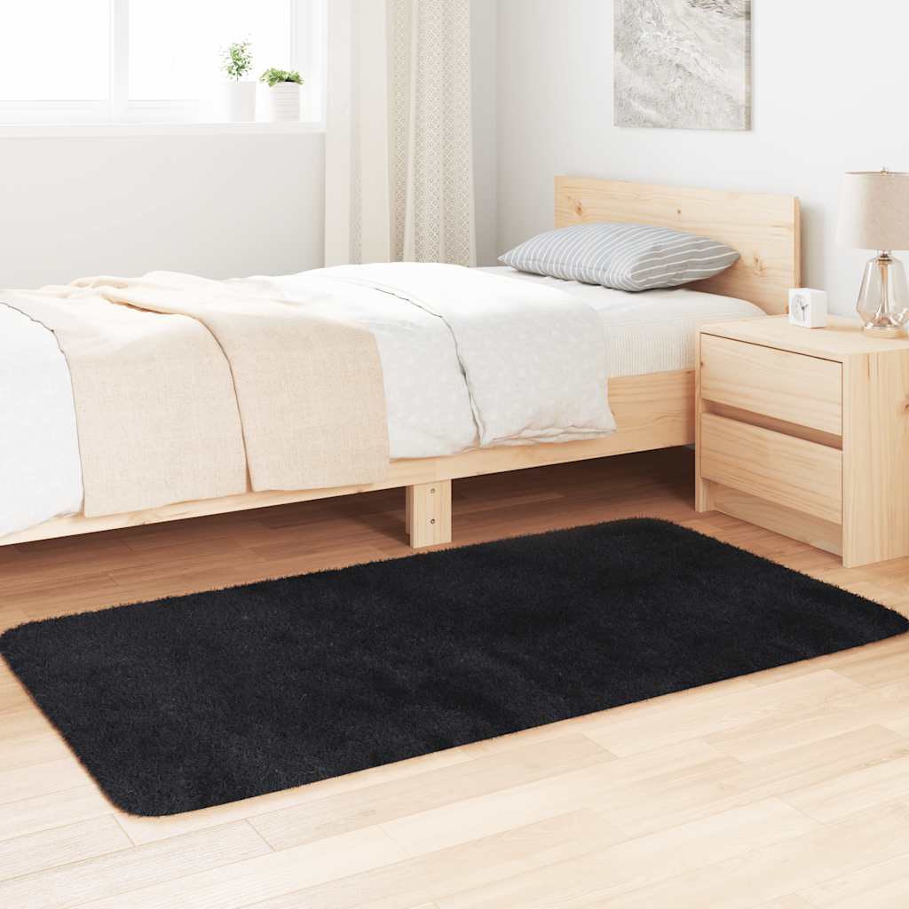 Shaggy Rug High Pile NAVARRA Black 80x150 cm Polyester