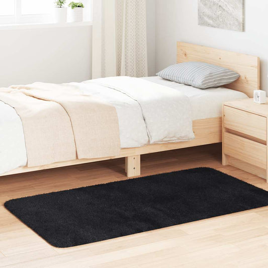 Shaggy Rug High Pile NAVARRA Black 80x150 cm Polyester