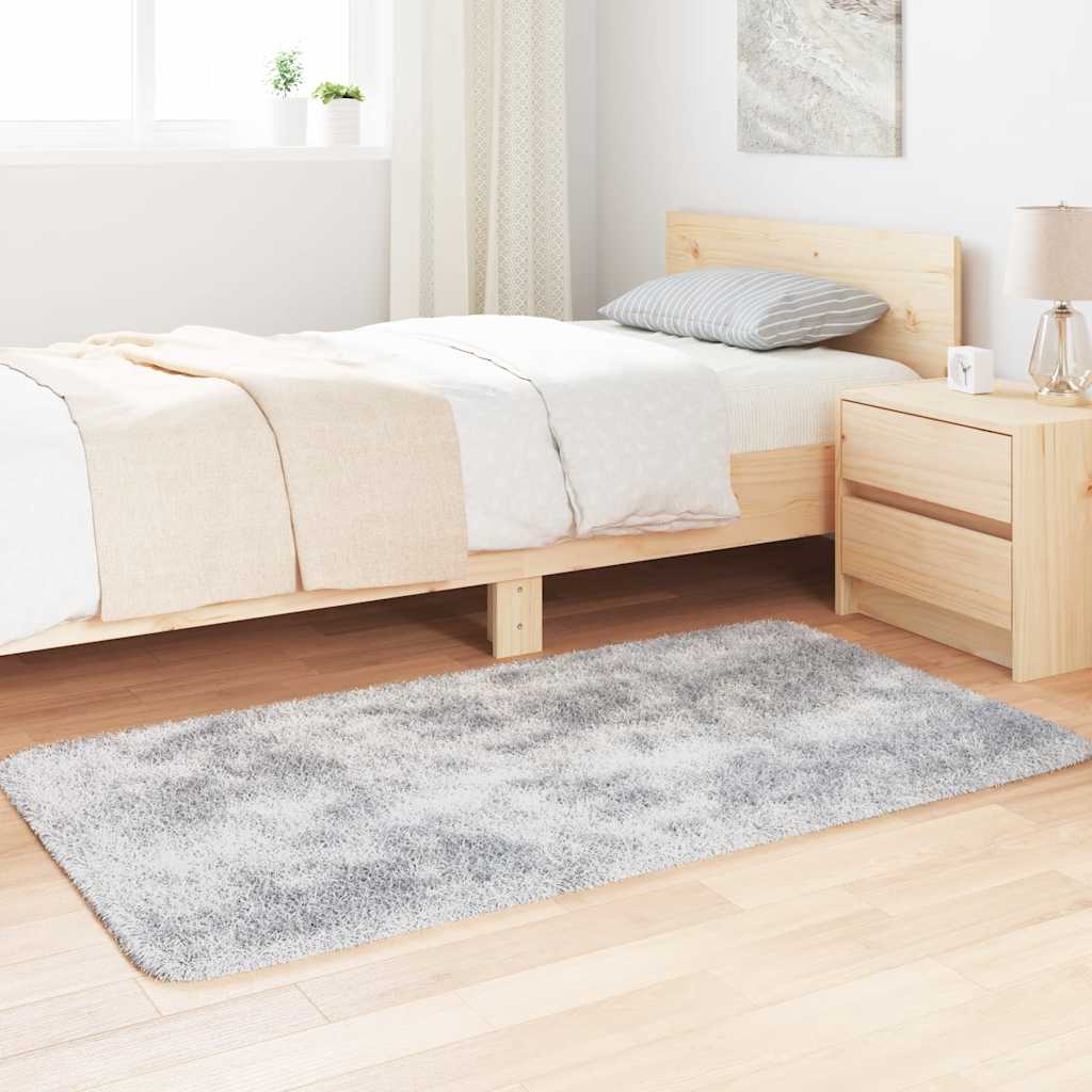 Shaggy Rug High Pile NAVARRA Silver Grey 80x150 cm Polyester