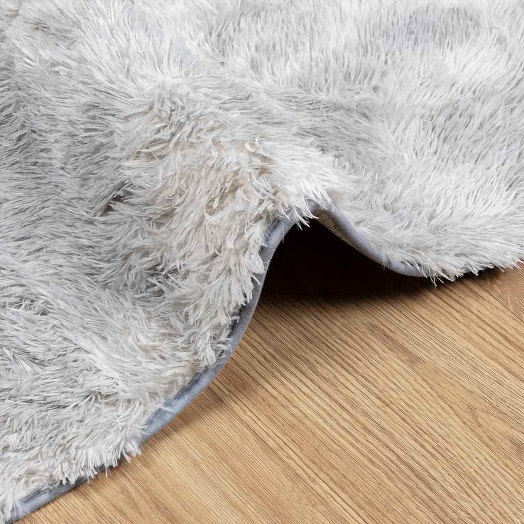 Shaggy Rug High Pile NAVARRA Silver Grey 80x150 cm Polyester