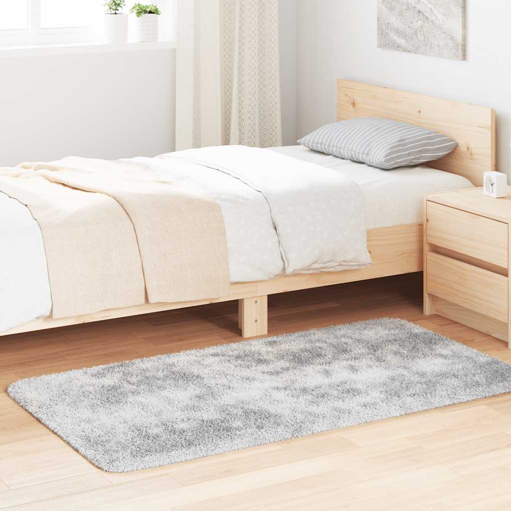Shaggy Rug High Pile NAVARRA Silver Grey 80x150 cm Polyester