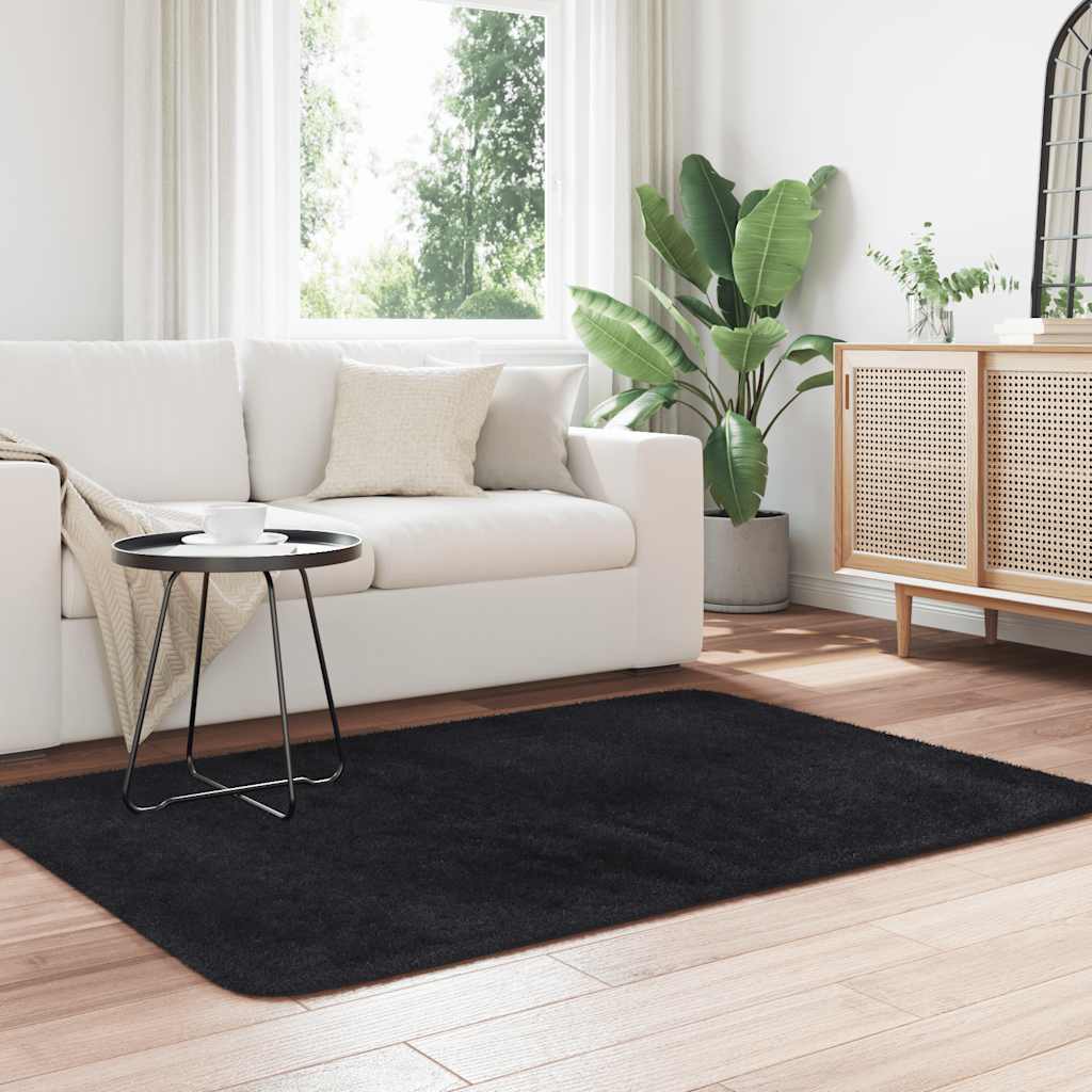 Shaggy Rug High Pile NAVARRA Black 120x170 cm Polyester