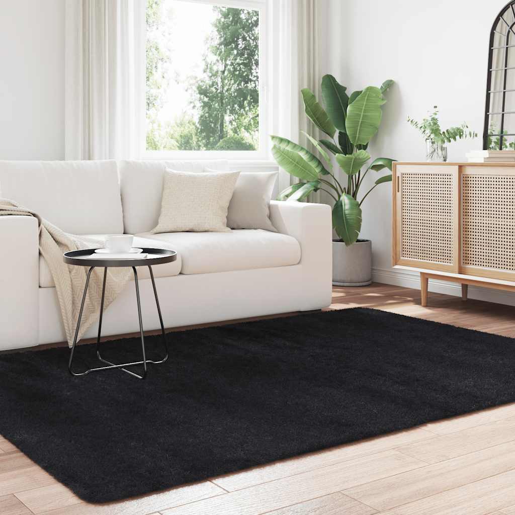 Shaggy Rug High Pile NAVARRA Black 160x230 cm Polyester