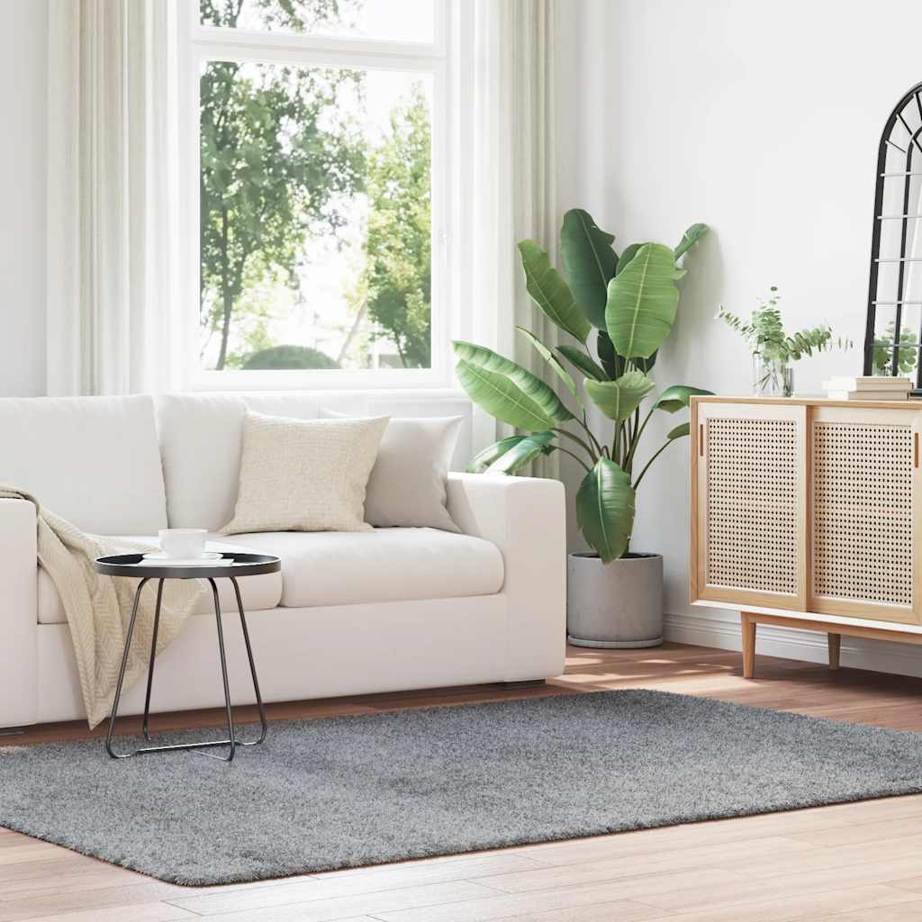 Shaggy Rug High Pile NAVARRA Light Grey 160x230 cm Polyester