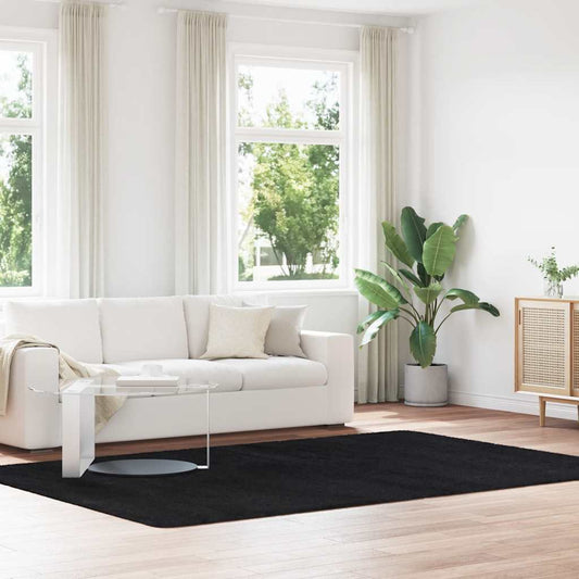 Shaggy Rug High Pile NAVARRA Black 200x290 cm Polyester